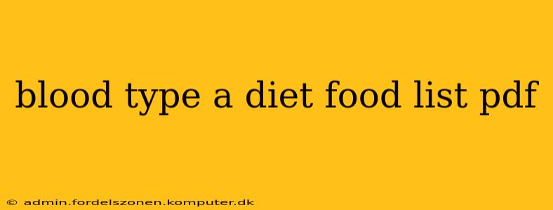 blood type a diet food list pdf