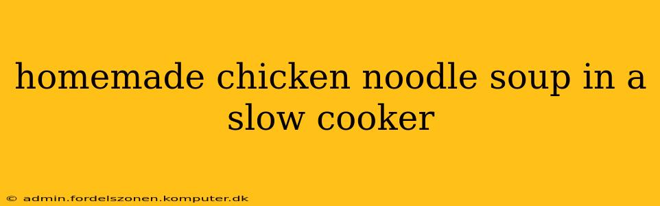 homemade chicken noodle soup in a slow cooker