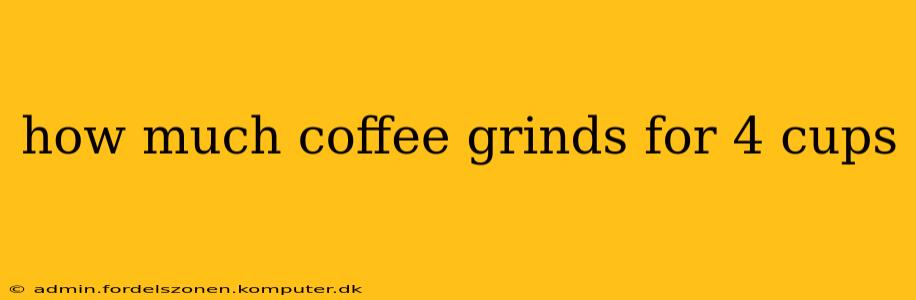 how much coffee grinds for 4 cups