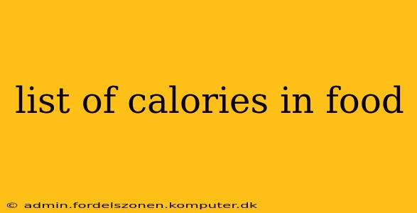 list of calories in food