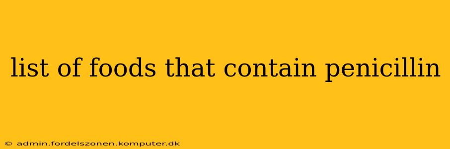 list of foods that contain penicillin