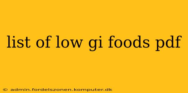 list of low gi foods pdf