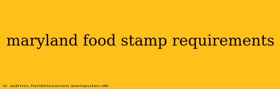 maryland food stamp requirements