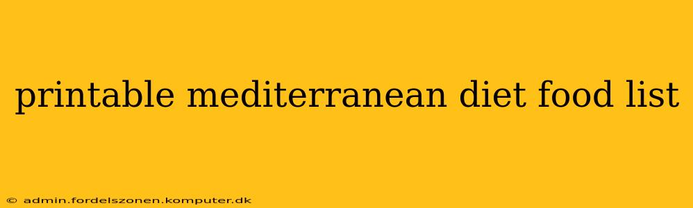 printable mediterranean diet food list