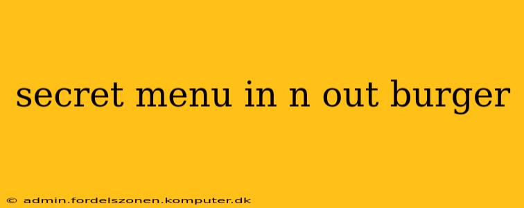 secret menu in n out burger