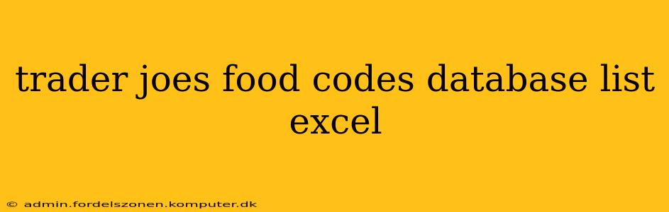 trader joes food codes database list excel